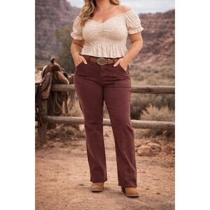 Risen 29×27 Patch Pockets Choco Brown Ankle Flare Pants Jeans 9/29